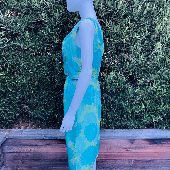 Vintage Blue Green Dress With Shoulder Bow - Picture 5 of 11